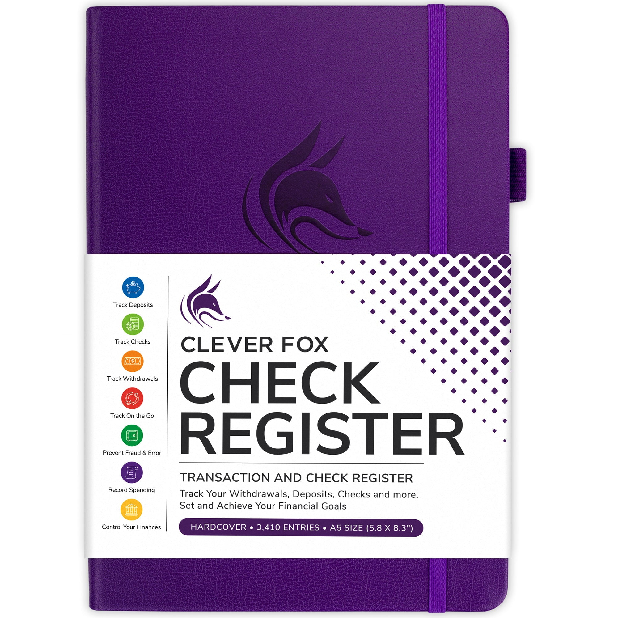 Clever Fox Check Register Deluxe Checkbook Log with Check