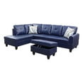 thumbnail image 3 of Star Home Living 3-Piece Faux Leather Left Facing Sectional in Navy Blue, 3 of 5