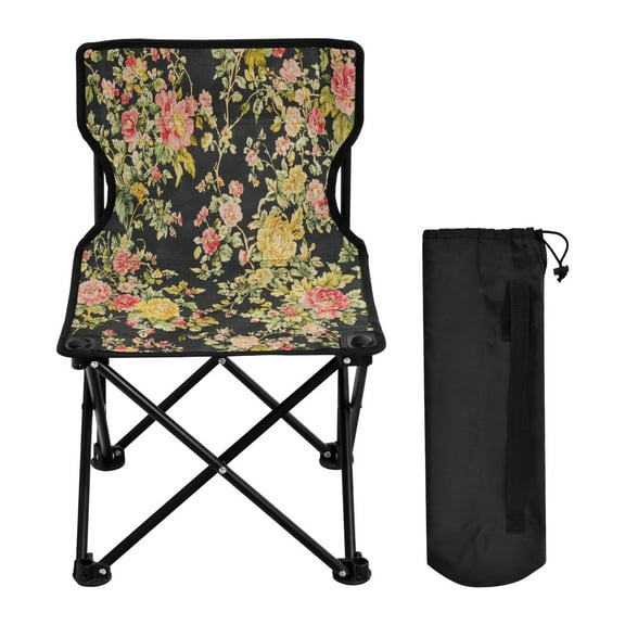 YAZAOO Camping Chairs Modern Vintage Rose Garden Pattern Folding chair