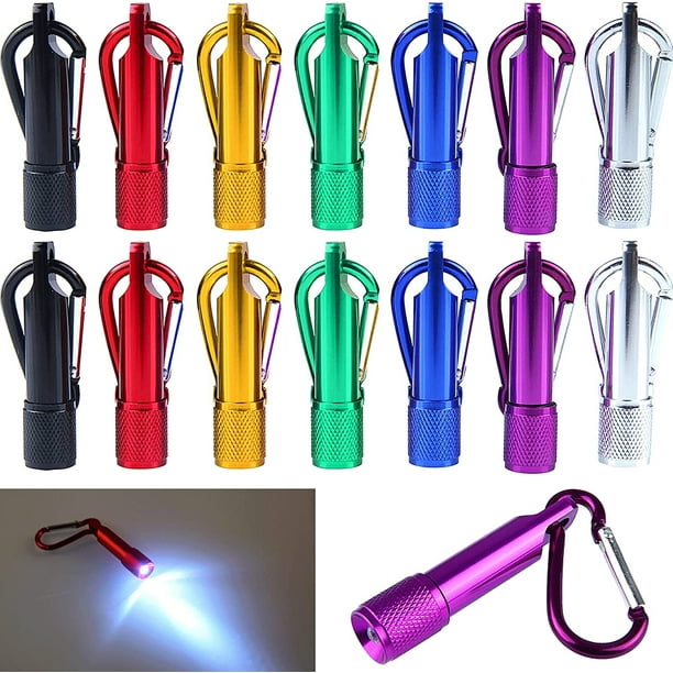 Mini linterna LED portátil de 14 piezas con llavero para senderismo al aire libre, camping, viajes, ciclismo (7 colores)
