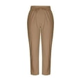 thumbnail image 6 of Nmnitkp Linen Pants Women Fashion 2026 Casual Lightweight Drawstring Elastic Waist Pants with Pockets Brown,L, 6 of 8