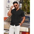 thumbnail image 5 of COOFANDY Mens Knit Shirt Short Sleeve Button Down Shirts Casual Summer Beach Vintage Polo Shirts, 5 of 8