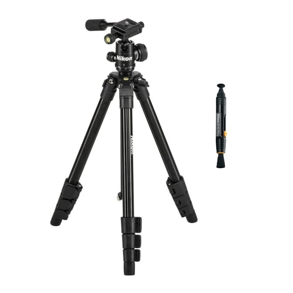 Nikon 16749 Compact Four-Section Aluminum Tripod (Black) with Cleaning Bundle