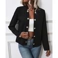 thumbnail image 5 of Women's Jacket Fall Fashion Open Front Blazer Lightweight Solid Color Long Sleeve Button Jacket Shirts for Business Trendy Casual Tops (Black), 5 of 6