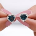 thumbnail image 2 of Rosec Jewels Heart Shape London Blue Topaz Stud Earrings with Diamond Halo (7 mm), 10K White Gold, 2 of 8