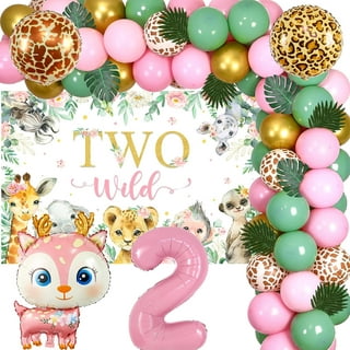 SPECOOL Pink Wild One Party Decoration Girl Jungle Animals Party Supplies  Safari Wild One Birthday Party Decoration for Girl