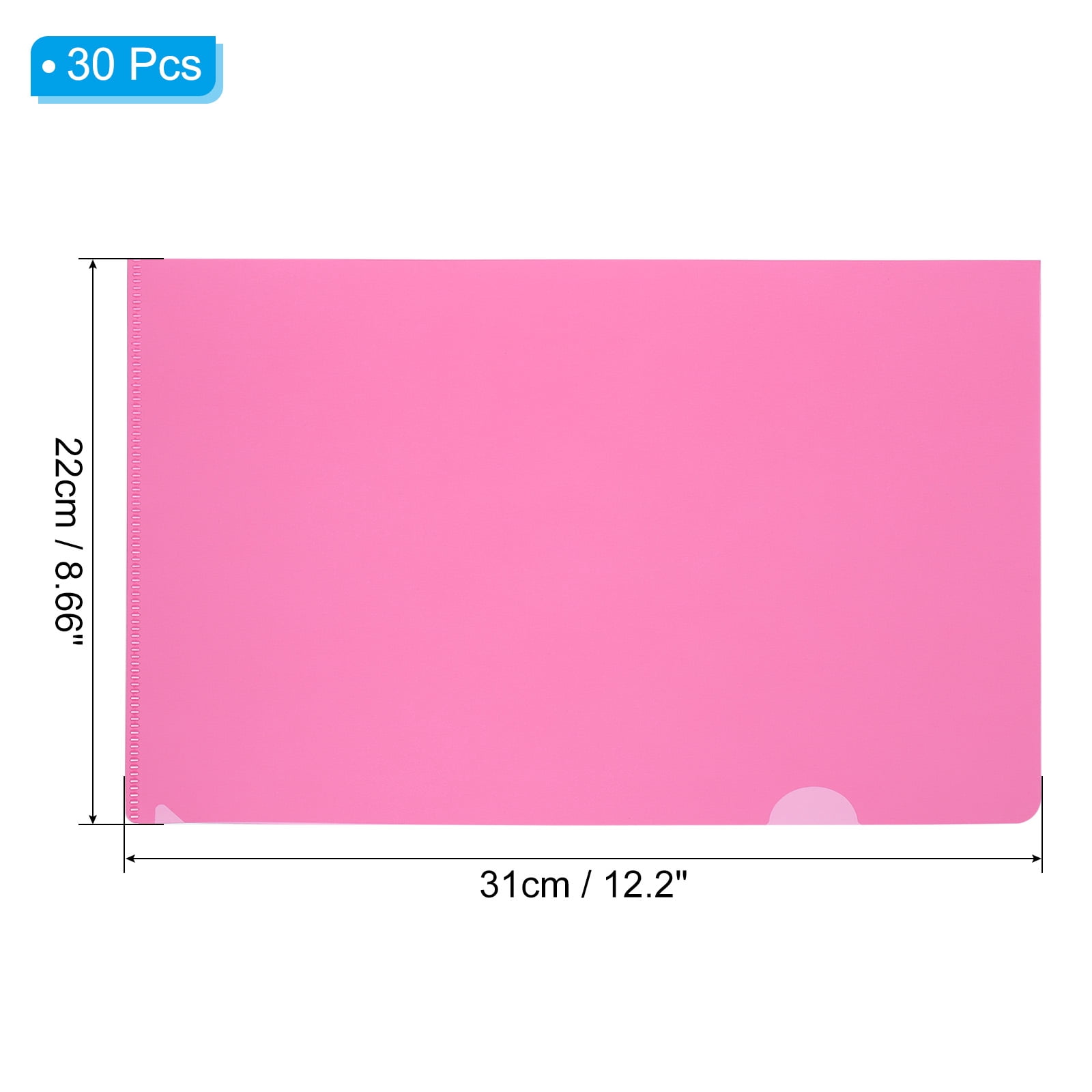Uxcell L Type Folders 30 Pack A4 Plastic File Project Pockets Clear Paper Document Jacket Sleeves Pink