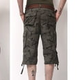 thumbnail image 3 of SWSMCLT Men's Cotton Cargo Shorts Printed Summer Casual Cropped Work Utility Capri Pants Designer Fashion Belted Army Green 38, 3 of 4