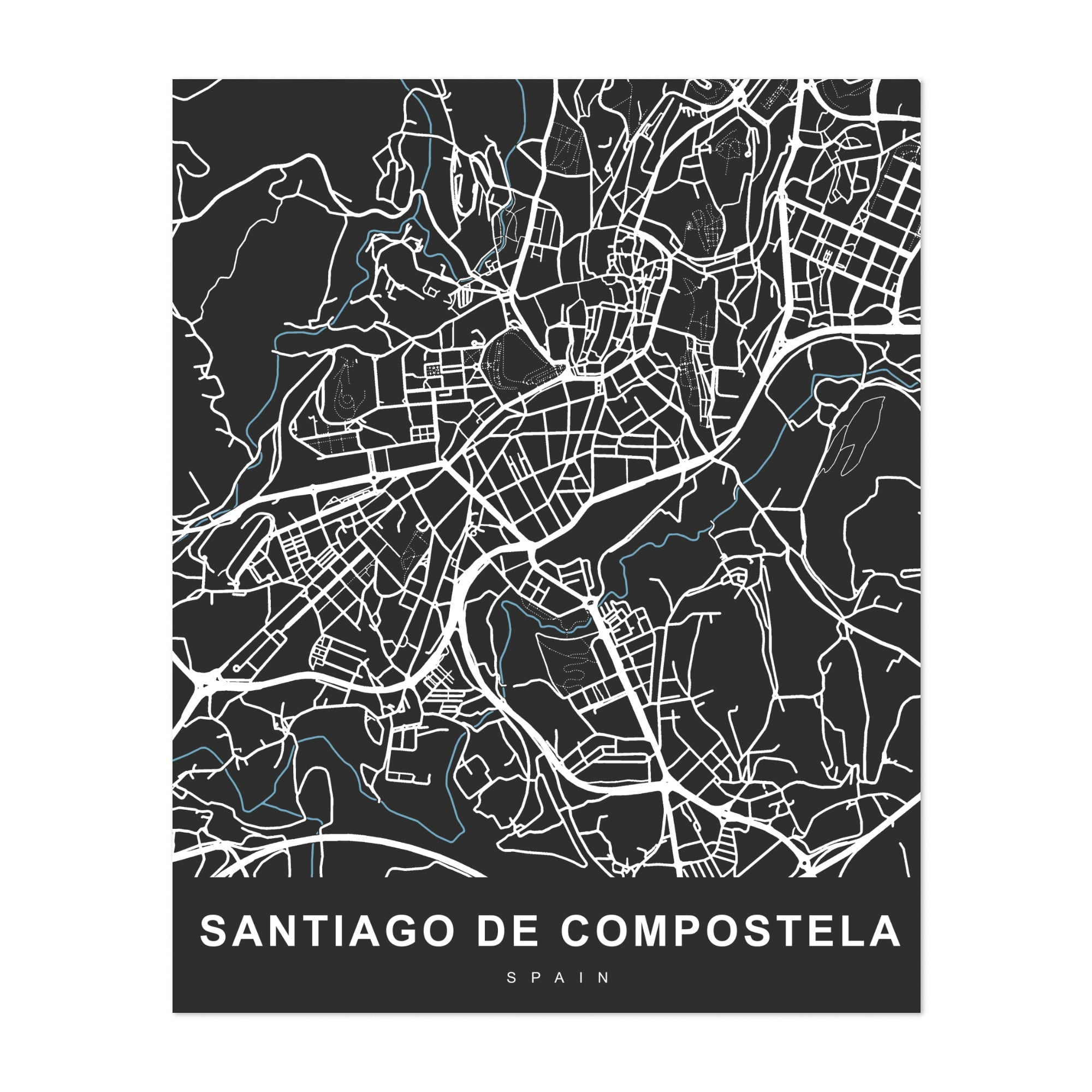 Santiago De Compostela Galicia Spain Maps Botany Leaf 30 X 40 Art Print Poster Walmart Com