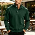 thumbnail image 2 of Men's Casual Button Down Stand Collar Long Sleeve Shirt Loose Fit Polyester Blend Solid Color Tops T-Shirt Business Casual Work Daily Outfits Men's Fashion Essential | JASKFLY,Army Green L, 2 of 8