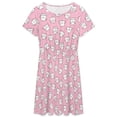 thumbnail image 3 of Seamless Pattern with Cute Teeth Short Sleeve Dress Women Summer Evening Dresses Ladies Sundress, 3 of 7