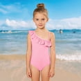 thumbnail image 4 of kpoplk Girls One Piece Swimsuit Quick Dry Beach Swimwear Bathing Suit 2-12 Years(Pink,9-10 Y), 4 of 5