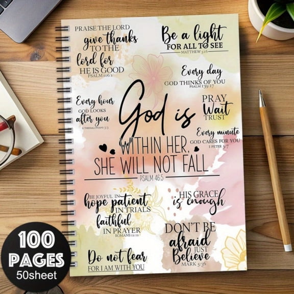 1 Pc Spiral Bound Inspirational Faith Themed Journal For Women
