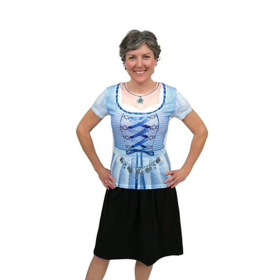 Oktoberfest Costume Dirndl Realistic Faux Blue Shirt