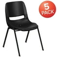 thumbnail image 3 of Flash Furniture 5 Pack HERCULES Series 661 lb. Capacity Black Ergonomic Shell Stack Chair with Black Frame and 16'' Seat Height, 3 of 13
