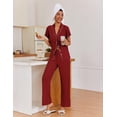 thumbnail image 5 of Ekouaer Pajamas for Women Set Button Up Sleepwear Cute Pjs Ruffle Sleeve Notch Collar Lounge Sets with Long Pants, 5 of 6
