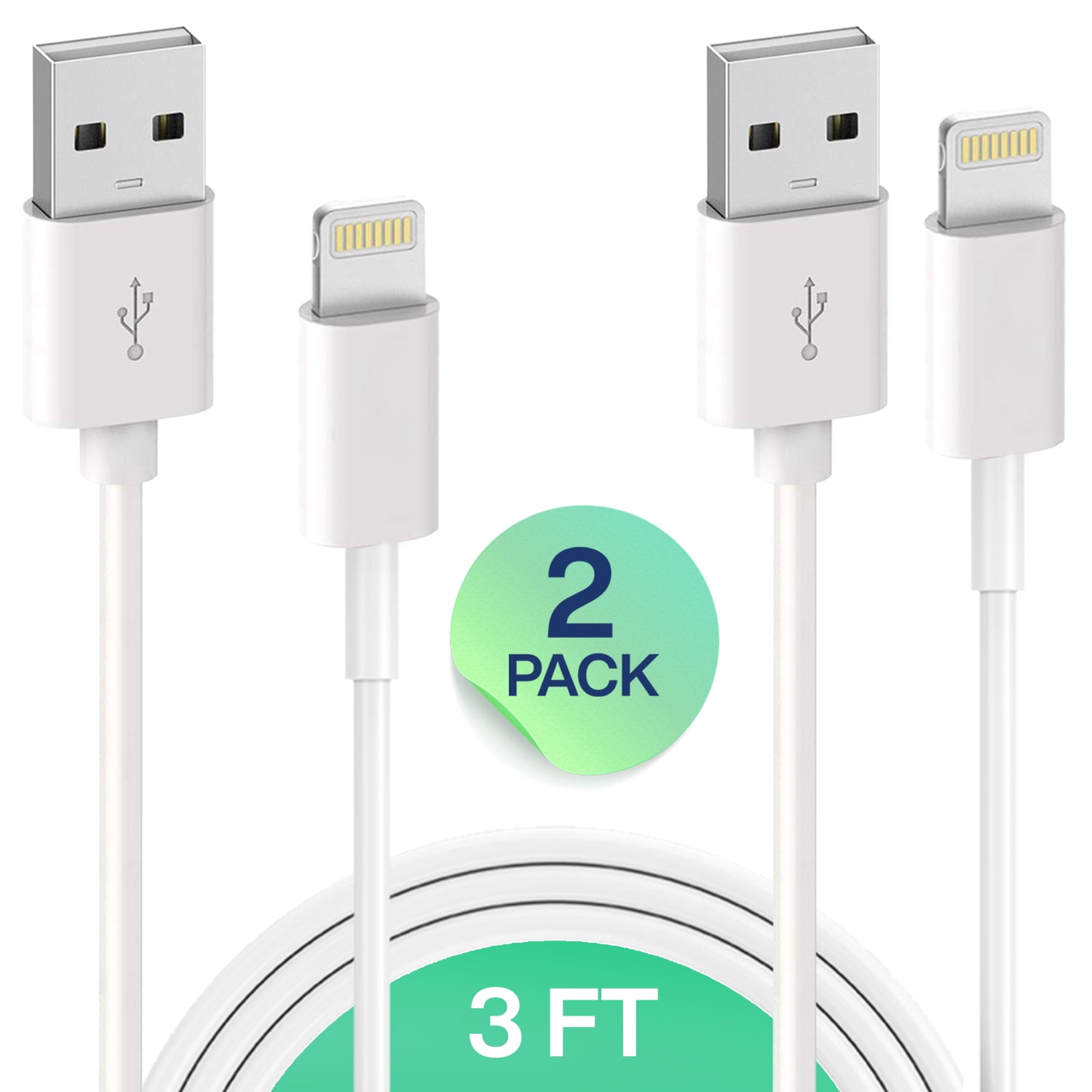 iPhone Charger Lightning Infinite Power, 2 Pack 3FT USB Cable,Compatible with iPhone Xs/Xs Max/XR/X/8/8 Plus/7/7 Plus/Air/Mini/iPod Touch/Case, Charging & Syncing Cord - Walmart.com