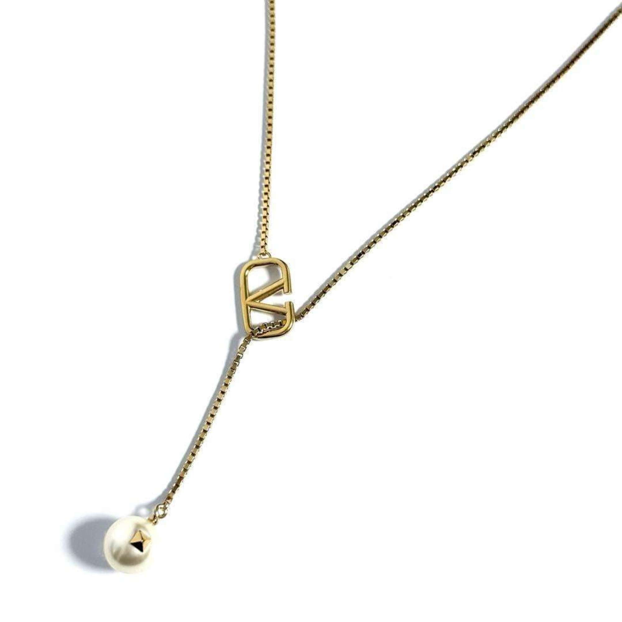 Pre-Owned Valentino V Logo Signature Lariat Necklace
