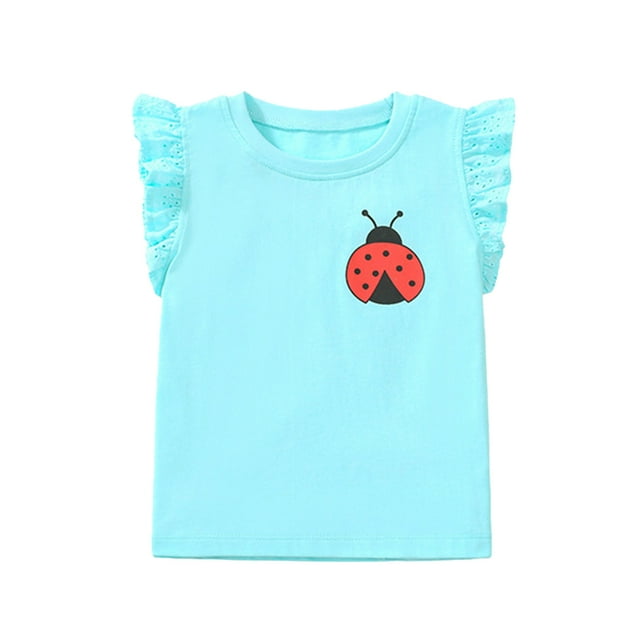 YTDSCS T-Shirts pour Filles Tout-Petits Manches Courtes 2-8 Ans Coton Été Col Rond Pull Décontracté pour Garçons