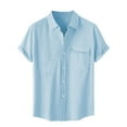 thumbnail image 2 of Njoeus Men Linen Shirts Casual Short Sleeve Buttons Down Shirts Mens Comfy Lightweight Tops Summer Beach Wedding Vacation Hawaiian Shirt with Pocket Big & Tall Sizes 3X 4X 5X Summer Savings, 2 of 8