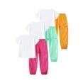thumbnail image 3 of Fdqin Girls Outfits 6 Pcs Heart Printed Short Sleeve Tee Tops and Jogging Pants Set Summer Clothing Red Green Yellow 9-10 Years, 3 of 7