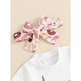 thumbnail image 6 of Suagox Baby Girl  3Pcs Outfit 1st Birthday Outfit Letter Print Short Sleeve T-Shirt with Doughnut Pattern Flare Pants Headband for 6-18 Months Baby, 6 of 10