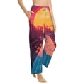 thumbnail image 2 of Uemuo Neon Sunset Cyberpunk Cityscape Pattern Women's Wide Leg Palazzo Lounge Pants with Pockets Light Weight Loose Comfy Casual Pajama Pants-Large, 2 of 9