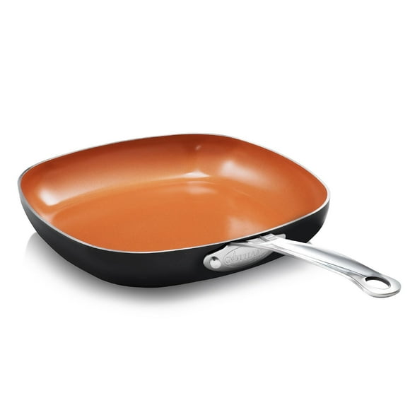 Gotham Steel 12 inch Square Copper Ceramic Nonstick Dishwasher Oven Safe Fry Pan