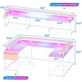 thumbnail image 2 of 126 Inch U Shaped Gaming Desk with Monitor Stand and LED Lights, Reversible Shaped Large Computer Desk with Power Outlets, Large Corner Office Desk with Storage Bag and Hooks, Pink, 2 of 8