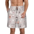 thumbnail image 1 of Wukai Various Rabbits Print Beach Trunks with Compression Liner Swimsuit Quick Dry Beach Sports Shorts with Pocket-Large, 1 of 6