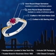 thumbnail image 2 of Gem Stone King 925 Sterling Silver and 10K Yellow Gold Red Created Ruby and White Lab Grown Diamond 3 Stone Engagement Ring for Women (0.48 Cttw, Gemstone July Birthstone, Size 9), 2 of 6
