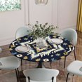 thumbnail image 5 of Boho Navy Blue Round Tablecloth for 36-44 Inch Tables,Fitted Table Cover with Elastic Edge,Ethnic Geometric Southwestern Retro Waterproof Outdoor Table Cloth Protector for Patio Garden Dinner Picnic, 5 of 9