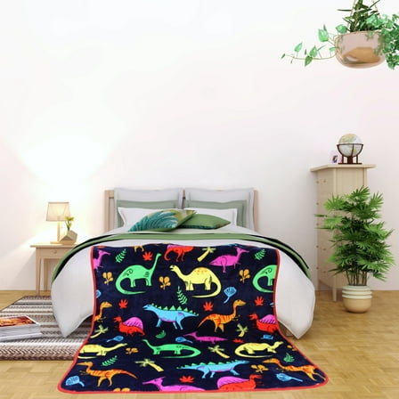 Kids Blanket - Dinosaur - Flannel Fleece Throw Blanket (50"x60") - Ultra Soft Plush, Warm, Cozy - Perfect for Boys, Girls, Travel, Bed, Couch, Outdoor, Crib