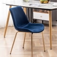 thumbnail image 2 of Blue Velvet Dining Chair Pair / Golden Legs for Stability and Style, 2 of 7