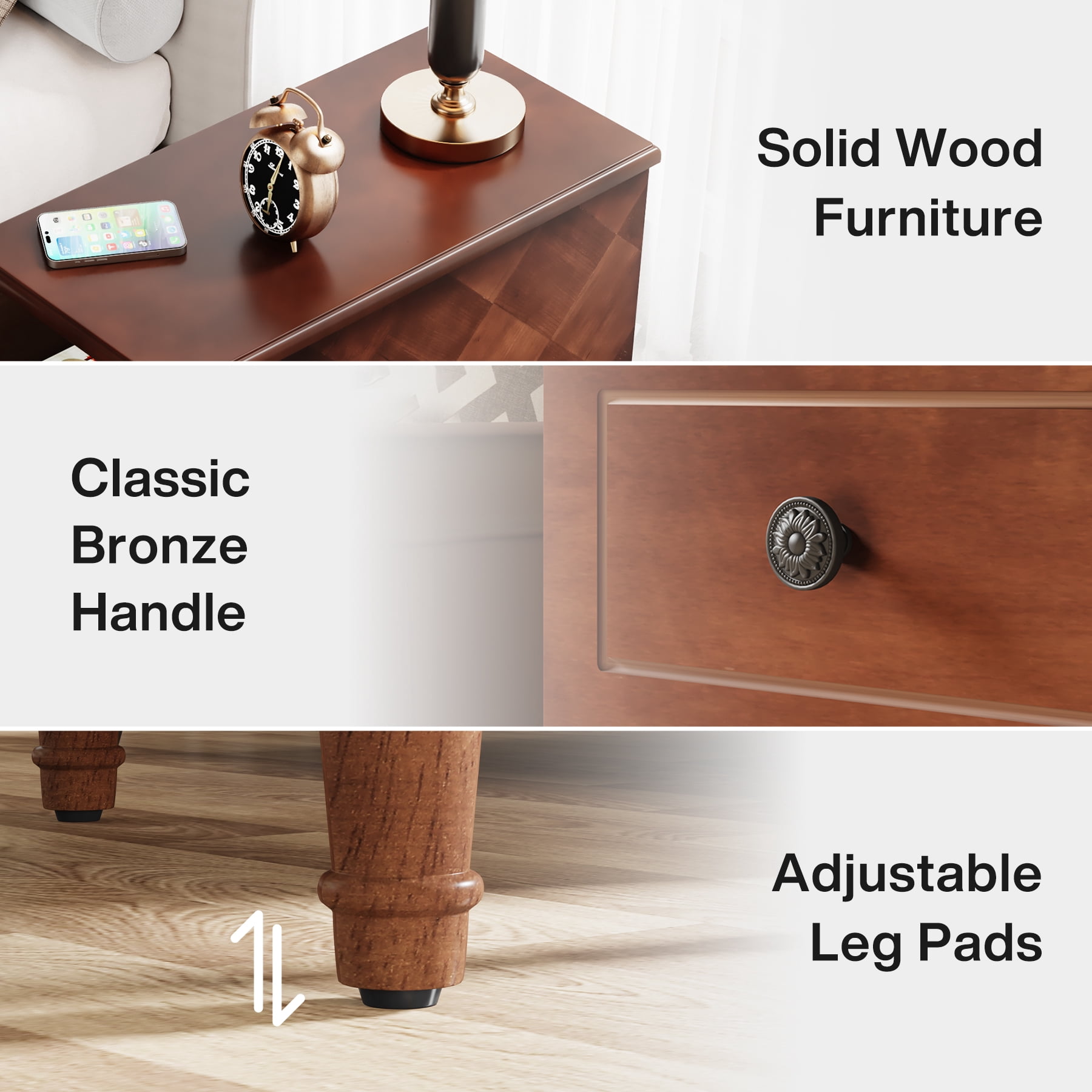 Tribesigns Wood End Table, Fully Assembled Narrow Side Table with 3 Drawers, Pre-Assembled Nightstand Slim Bedside Table for Small Spaces, Living Room, Bedroom