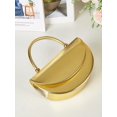 thumbnail image 4 of REMANLAND Women's Metallic Half-Moon Evening Handbag with Structured Top Handle, Gold, 4 of 8