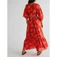 thumbnail image 4 of Liacowi Women’s Bohemian Floral Dress Summer Half Sleeve V Neck Shirred Waist A-Line Dress Long Flowy Dress, 4 of 6