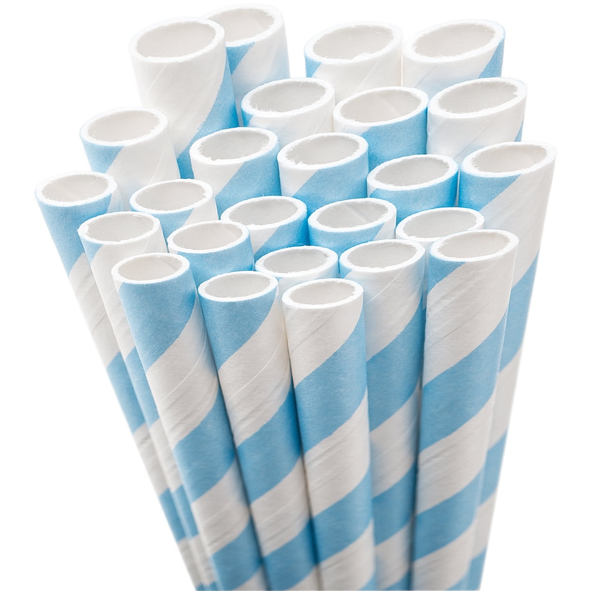 Jumbo Straw Unwrapped 7.75" 50 Pkg Light Blue White Striped Straw Ltblu