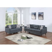 Modern Polyfiber 2-Piece Sofa Loveseat Set with Tufted Cushions (82" x 30" x 33"H) for Living Room