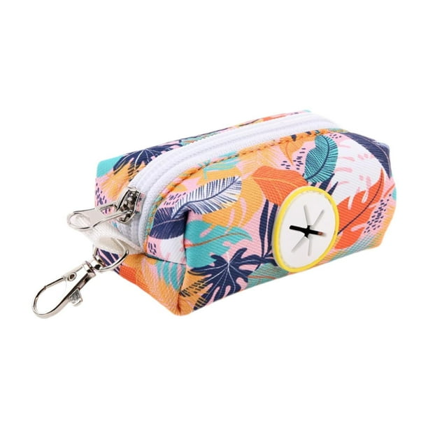 Dispensador de bolsas para excrementos de perro, soporte portátil para bolsas de basura Naranja colorida