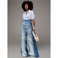 thumbnail image 4 of Pantalon Patchwork en Denim à Taille Haute pour Femme, Extensible, Jambe Droite Grand, Jeans Amples, Grande Taille, Pantalon Décontracté de Rue avec Poches à Rabat, Fermeture Éclair, pour Toutes les Saisons, 4 of 5
