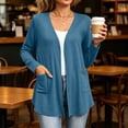 thumbnail image 2 of yillto Plus Size Womens Cardigan Open Front Lightweight Soft Comfy Long Sleeve Loose Coats with Pockets, 2 of 7