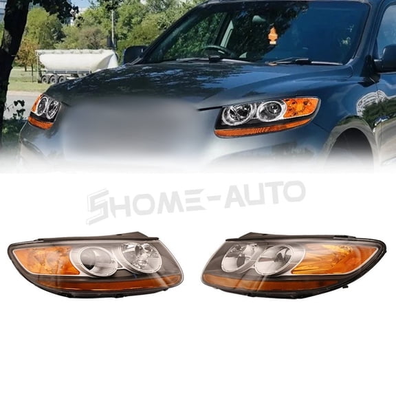 For 2007-2012 Hyundai Santa Fe Halogen Headlights Headlamps Assembly LH RH