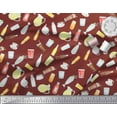 thumbnail image 3 of Soimoi Red Cotton Voile Fabric Soft Drink & Glass Kitchen Decor Fabric Printed Yard 42 Inch Wide, 3 of 3