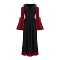 thumbnail image 4 of Annhoo Medieval Corset Dress Women Halloween Renaissance Flare Sleeve Cold Shoulder Dress Patchwork Vintage Dresses, 4 of 6