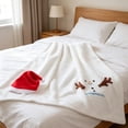 thumbnail image 6 of SLYNSHome Small Christmas Flannel Throw Blanket,White Soft Fleece Roll‑Up Blanket With Snowman Santa Reindeer Design For Sofa Bed Holiday Gift, 6 of 6