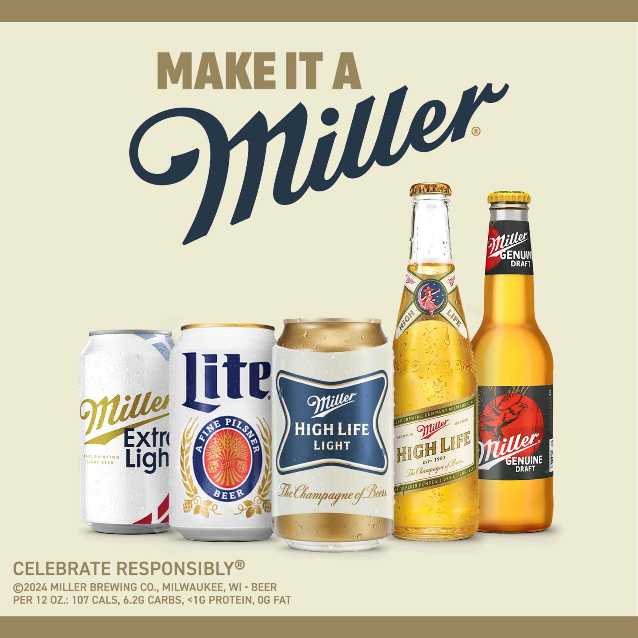 Miller High Life Light American Beer, 30 Pack, 12 fl oz Aluminum Cans, 4.1% ABV