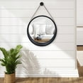 thumbnail image 4 of Americanflat 24" Black Round Mirror with Strap - Hanging Mirror for Wall - Circle Mirror for Bathroom, Bedroom, Entryway, Living Room - Large Mirror for Wall Decor, 4 of 8