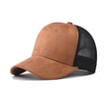 thumbnail image 1 of TOPTIE 5 Panel Baseball Cap Suede Front Mesh Back Adjustable Unisex Snapback Hat-Khaki, 1 of 8