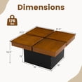 thumbnail image 3 of Costway Square Coffee Table with Solid Wood Veneered Split Top Recessed Base for Apartment, 3 of 10